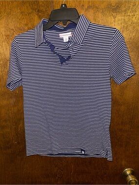 Southern Proper Navy and White Striped Kids Polo